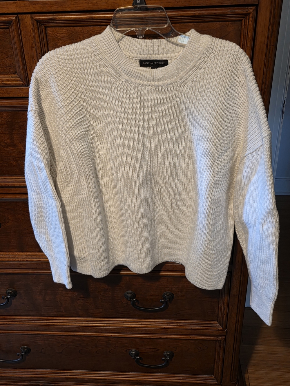 Banana Republic Cream Ribbed Crewneck Sweater